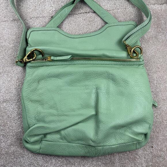 Fossil Erin Foldover Leather Tote Crossbody Bag Teal green - Picture 7 of 13